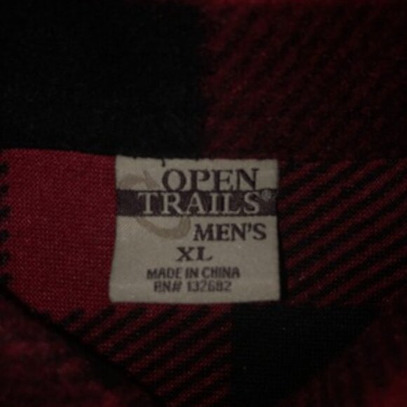 Open Trails Red Plaid Long Sleeve Button Up Flannel Shirt Mens Size XL Outdoors - Picture 2 of 9